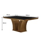 Conjunto Sala De Jantar Mesa Tampo Mdf Vidro 6 Cadeiras Leblo