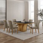 Conjunto Sala De Jantar Mesa Tampo Mdf Vidro 6 Cadeiras Leblo