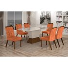 Conjunto Sala De Jantar Mesa Tampo Mdf/vidro Com 6 Cadeiras E