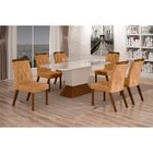 Conjunto Sala De Jantar Mesa Tampo Mdf/vidro Com 6 Cadeiras E