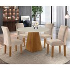 Conjunto Sala De Jantar Mesa Tampo Redondo Plus 4 Cadeiras Va