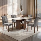 Conjunto Sala De Jantar Mesa Tampo Slim Plus Vidro 120x90cm C