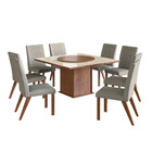 Conjunto Sala De Jantar Mesa Tampo Vidro Disco Giratório E 8