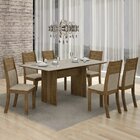 Conjunto Sala De Jantar Mesa Tampo Vidro Florença E 6 Cadeira