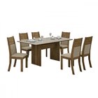 Conjunto Sala De Jantar Mesa Tampo Vidro Florença E 6 Cadeira