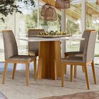 Conjunto Sala De Jantar Mesa Tampo Vidro/mdf Anitta 120cm Com