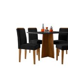 Conjunto Sala De Jantar Mesa Tampo Vidro/mdf Anitta 120cm Com