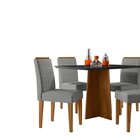 Conjunto Sala De Jantar Mesa Tampo Vidro/mdf Anitta 120cm Com