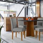 Conjunto Sala De Jantar Mesa Tampo Vidro/mdf Anitta 120cm Com