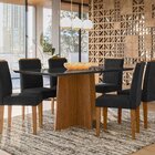 Conjunto Sala De Jantar Mesa Tampo Vidro/mdf Anitta 160 Cm Co