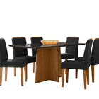 Conjunto Sala De Jantar Mesa Tampo Vidro/mdf Anitta 160 Cm Co