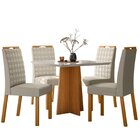 Conjunto Sala De Jantar Mesa Tampo Vidro/mdf Anitta 90cm Com