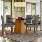 Conjunto Sala De Jantar Mesa Tampo Vidro/mdf Bárbara 120m Com