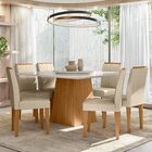 Conjunto Sala De Jantar Mesa Tampo Vidro/mdf Barbara 1350m Ta