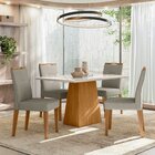 Conjunto Sala De Jantar Mesa Tampo Vidro/mdf Bárbara 135m Com