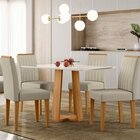 Conjunto Sala De Jantar Mesa Tampo Vidro/mdf Rubi Com 4 Cadei