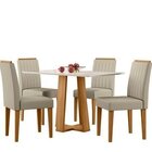 Conjunto Sala De Jantar Mesa Tampo Vidro/mdf Rubi Com 4 Cadei