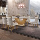 Conjunto Sala De Jantar Mesa Tampo Vidro/mdf Safira Com 6 Cad