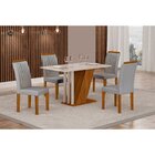 Conjunto Sala De Jantar Mesa Tampo Vidro/mdp Com 4 Cadeiras M