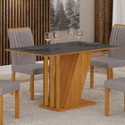 Conjunto Sala De Jantar Mesa Tampo Vidro/mdp Com 4 Cadeiras M