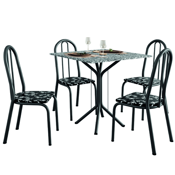 Conjunto Sala De Jantar Mesa Thais Com 4 Cadeiras Diva 0,70m