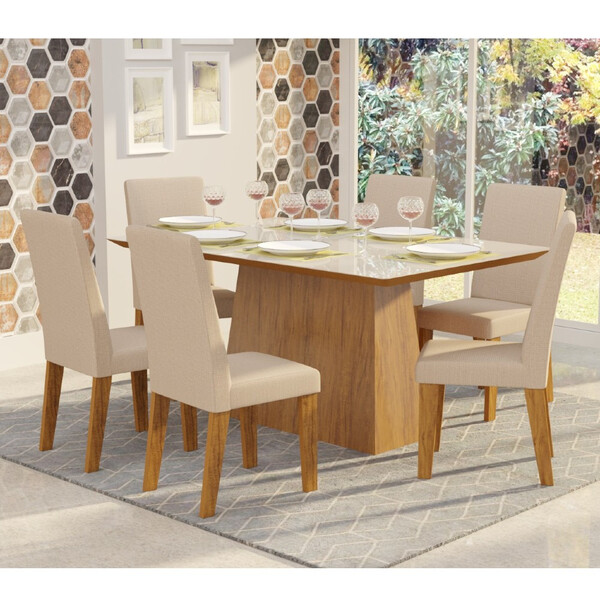 Conjunto Sala De Jantar Mesa Tucson E 6 Cadeiras Vênus Viero