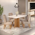 Conjunto Sala De Jantar Mesa Vanda 120x90cm Tampo Vidro/mdf C