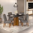 Conjunto Sala De Jantar Mesa Vanda 120x90cm Tampo Vidro/mdf C