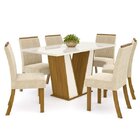 Conjunto Sala De Jantar Mesa Vidro/mdf 6 Cadeiras Camila Espr