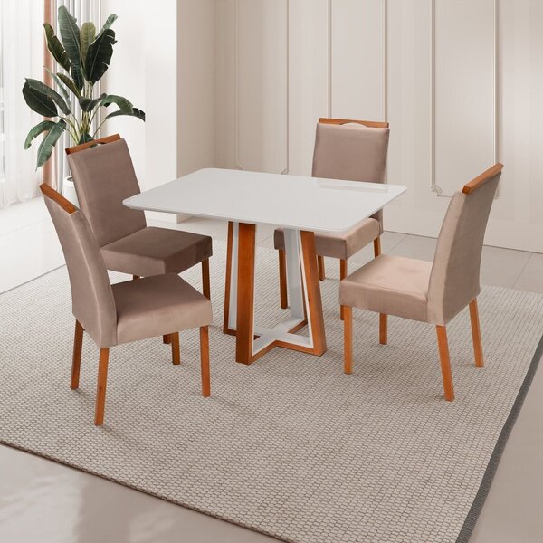 Conjunto Sala De Jantar Mesa Viena Com 4 Cadeiras Madeira Mac