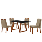 Conjunto Sala De Jantar Mesa Viena Madeira Maciça 140x80 Tamp