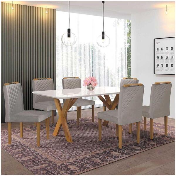 Conjunto Sala De Jantar Munique 6 Cadeiras Imperatriz Veludo