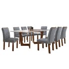 Conjunto Sala De Jantar Nápoles Tampo Vidro/mdf Com 8 Cadeira