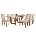 Conjunto Sala De Jantar Nápoles Tampo Vidro/mdf Com 8 Cadeira