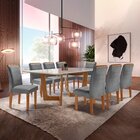 Conjunto Sala De Jantar Nápoles Tampo Vidro/mdf Com 8 Cadeira