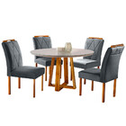 Conjunto Sala De Jantar Natalle 4 Lugares Com Mesa Redonda E