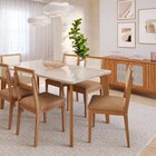 Conjunto Sala De Jantar Papaia 180cm Com Vidro E 6 Cadeiras P