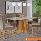 Conjunto Sala De Jantar Patricia 160x80 Tampo Mdf/vidro 6 Cad