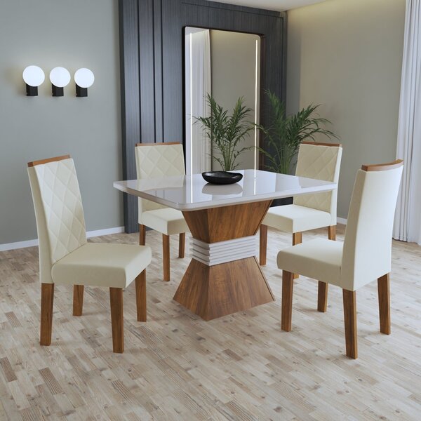 Conjunto Sala De Jantar Privilege 1 Mesa 120cm Com 4 Cadeiras