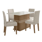 Conjunto Sala De Jantar Retangular Mesa Agata 136cm E 04 Cade