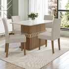 Conjunto Sala De Jantar Retangular Mesa Agata 136cm E 04 Cade