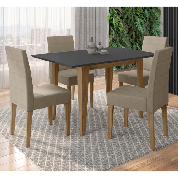 Conjunto Sala De Jantar Retangular Mesa Kate 136cm E 04 Cadei