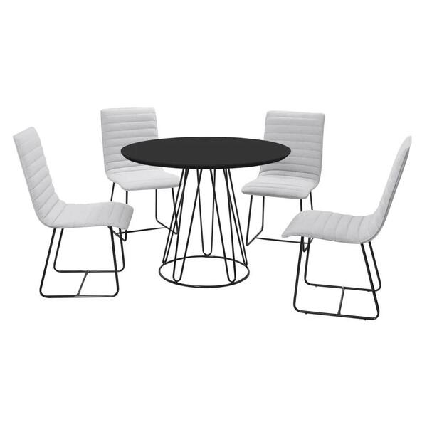 Conjunto Sala De Jantar Rubi Preto Com 4 Cadeiras Estrutura M