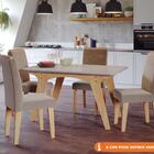Conjunto Sala De Jantar Selena 130x80 Tampo Mdf/vidro 4 Cadei