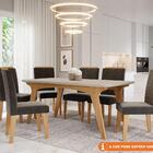 Conjunto Sala De Jantar Selena 180x90 Tampo Mdf/vidro 6 Cadei