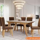 Conjunto Sala De Jantar Selena 180x90 Tampo Mdf/vidro 6 Cadei