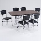 Conjunto Sala De Jantar Suíça 160cm X 900cm Cromado/amadeirad