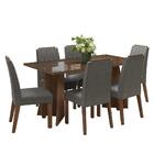 Conjunto Sala De Jantar Tampo De Vidro 6 Cadeiras Rustic/silv