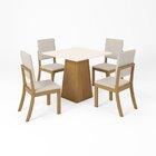 Conjunto Sala De Jantar Tampo Mdf 4 Cadeiras Kaia Nature/off