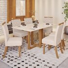 Conjunto Sala De Jantar Tampo Mdf 6 Cadeiras Marie Nature/off